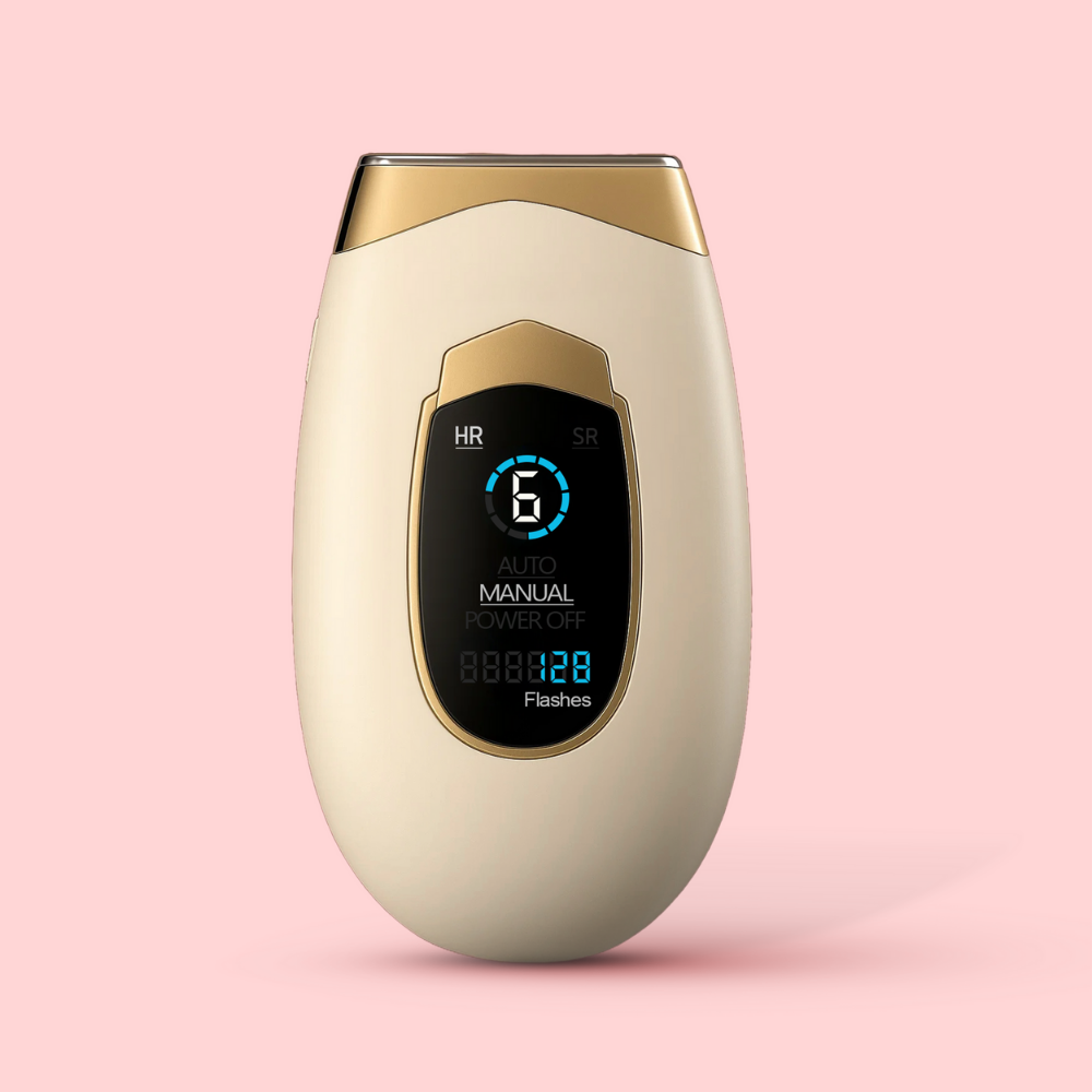 Dispositivo per depilazione IPL Lumina di Lumisilk con design elegante, schermo digitale e 6 livelli di intensità.
